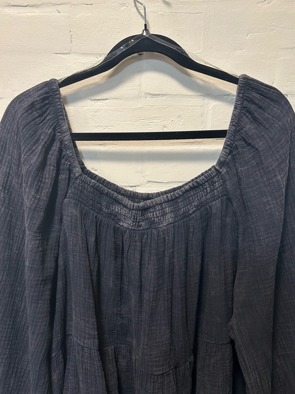 Hayden Black Cotton Gauze Peasant Blouse Balloon Sleeve Babydoll Top 1XL - Picture 9 of 10